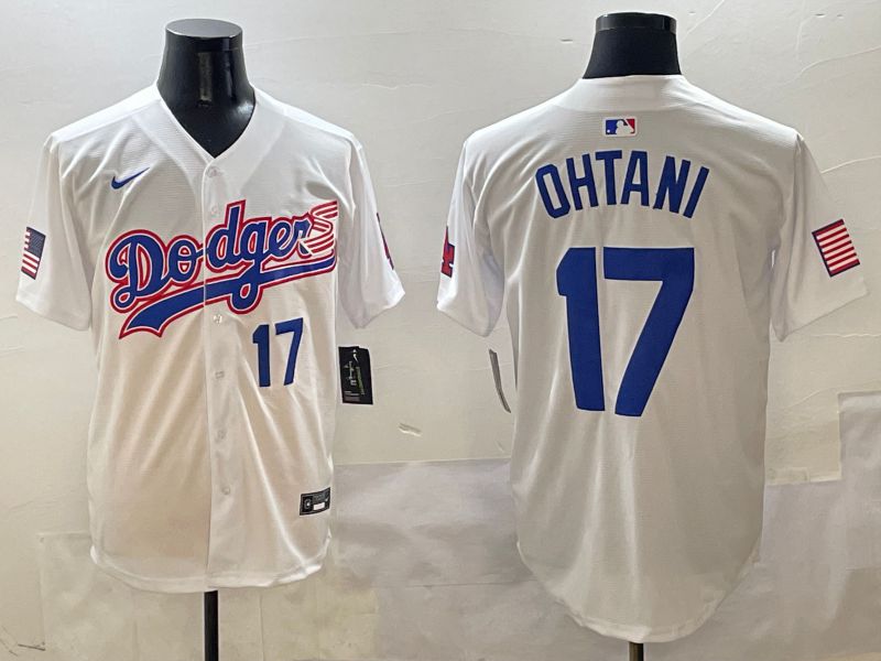 Men Los Angeles Dodgers 17 Ohtani White Second generation Joint Name Nike 2025 MLB Jersey style 2